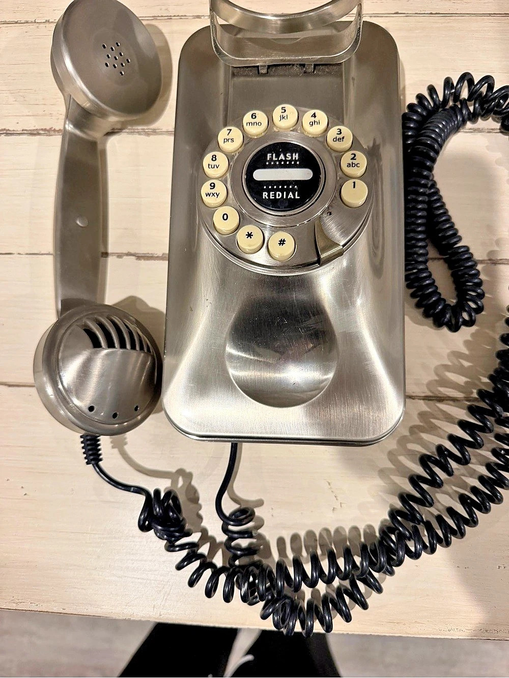 Flash Rotary dial telephone Silver grand wall phone